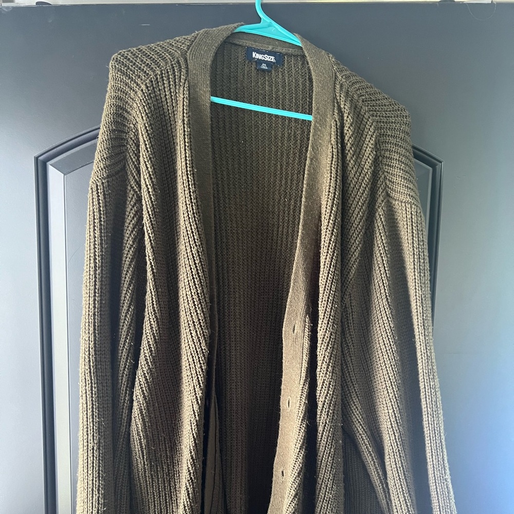 Kingsize 4xlt long sleeve olive cardigan